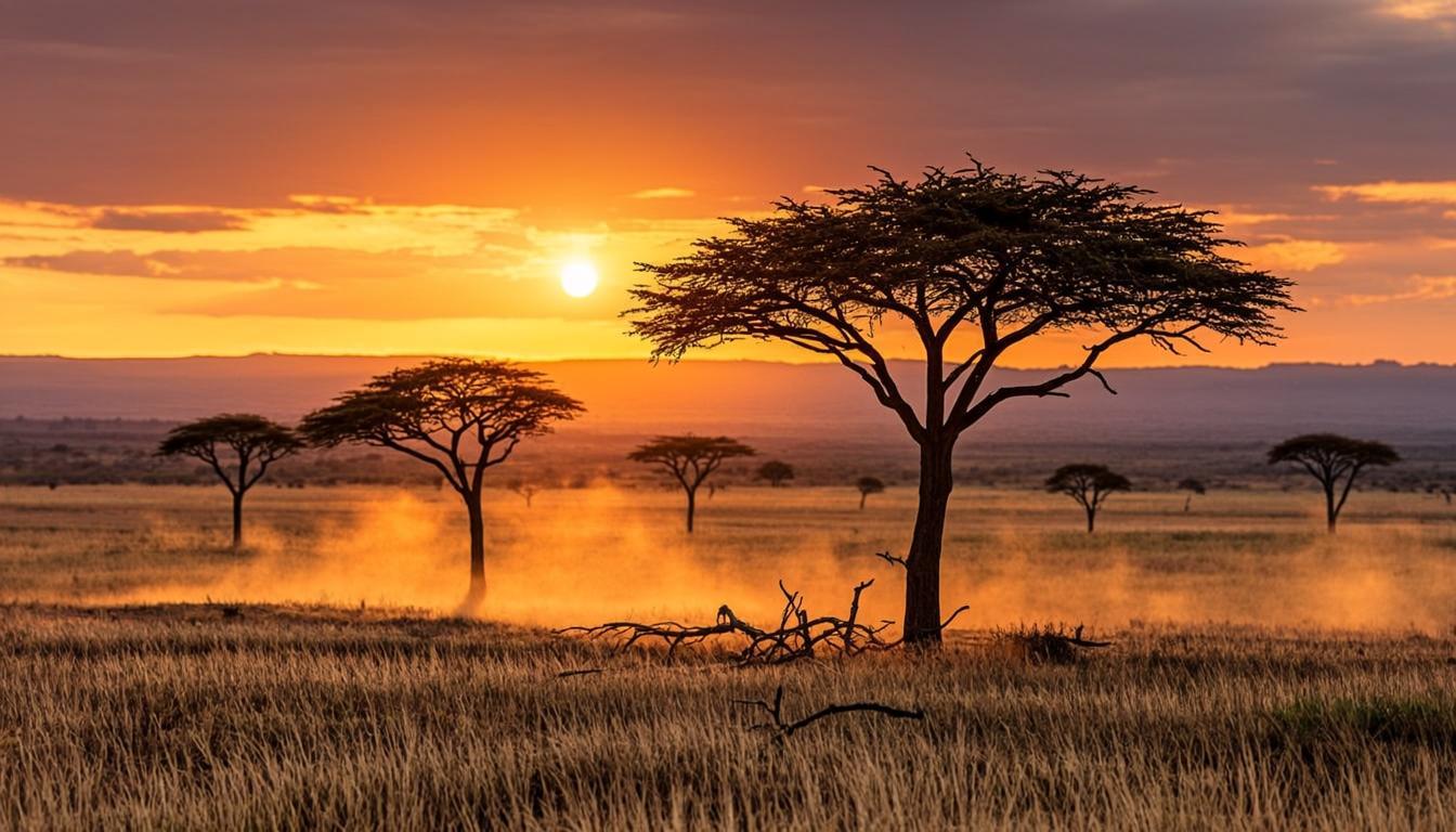 African bushveld at golden hour